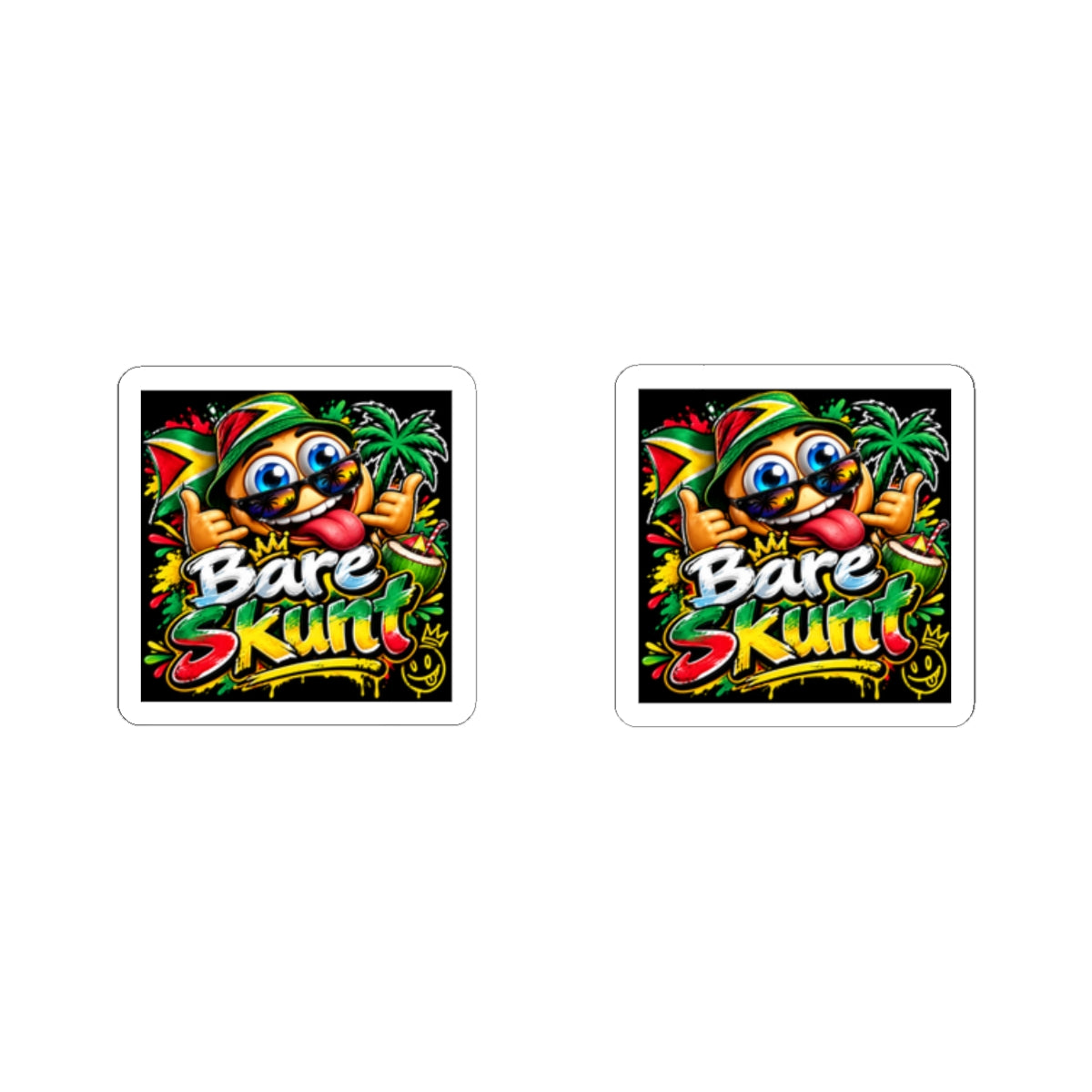 Bare Skunt Rasta Character Kiss-Cut Sticker – Colorful Reggae Vibe Decal