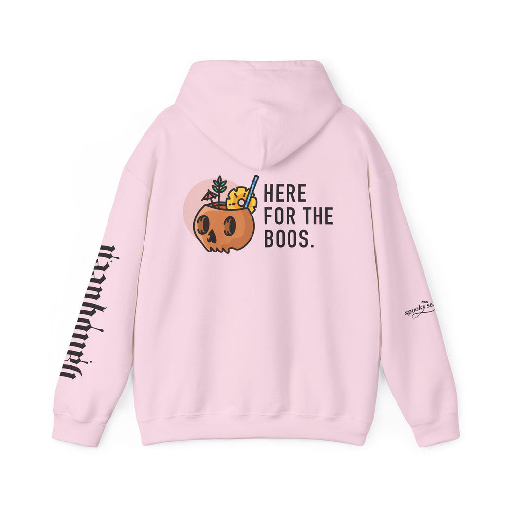 Halloween Hoodie — "Here For The Boos" Pumpkin Cocktail Graphic