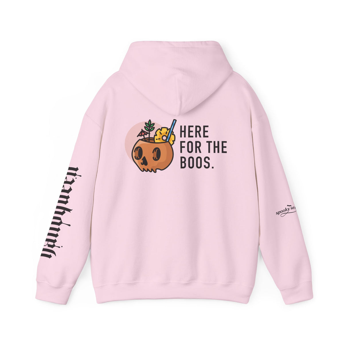 Halloween Hoodie — "Here For The Boos" Pumpkin Cocktail Graphic