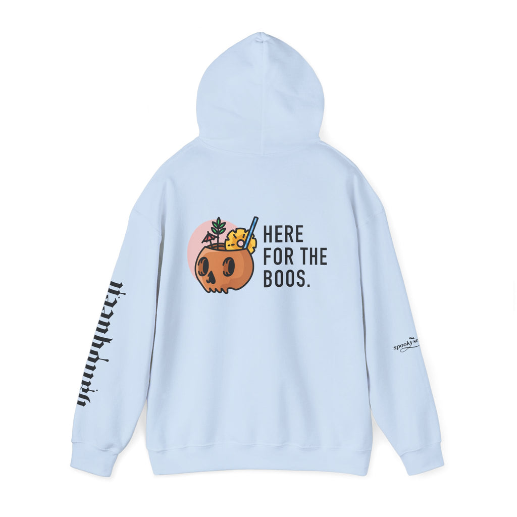 Halloween Hoodie — "Here For The Boos" Pumpkin Cocktail Graphic