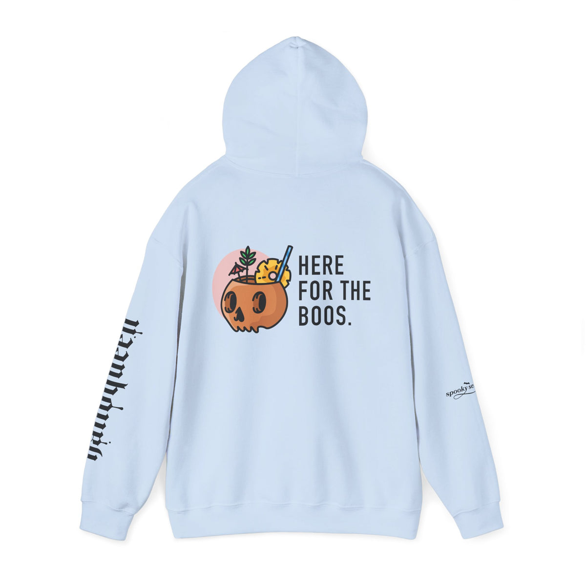 Halloween Hoodie — "Here For The Boos" Pumpkin Cocktail Graphic