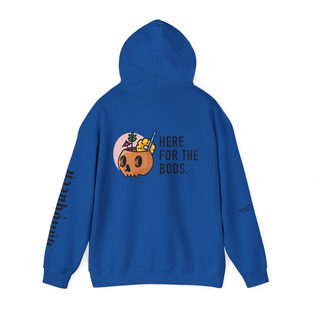 Halloween Hoodie — "Here For The Boos" Pumpkin Cocktail Graphic