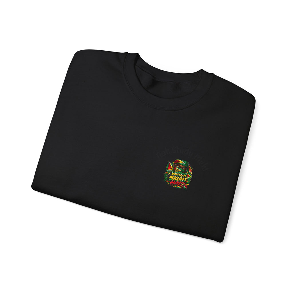 Crewneck Sweatshirt — 'Talk Slowly I'm High' Retro Skull Graphic