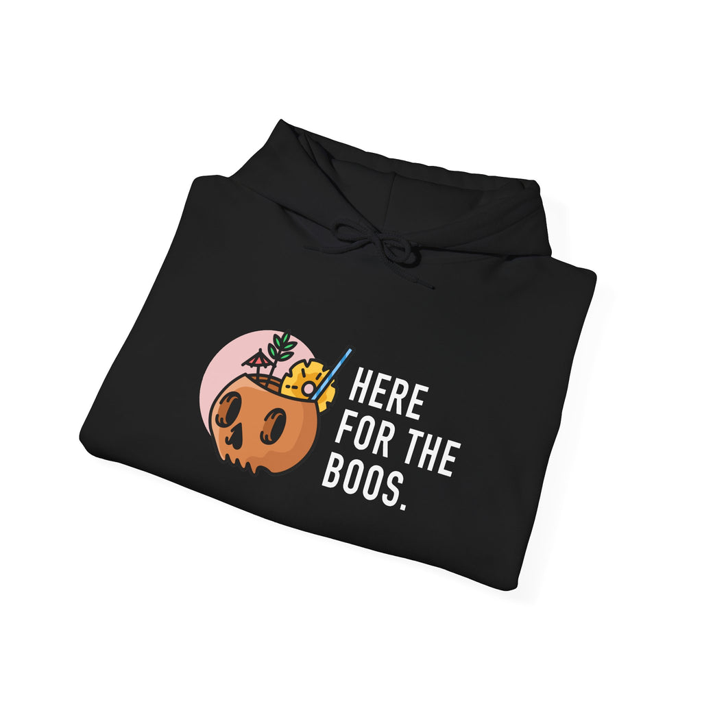 Halloween Hoodie — "Here For The Boos" Pumpkin Cocktail Graphic