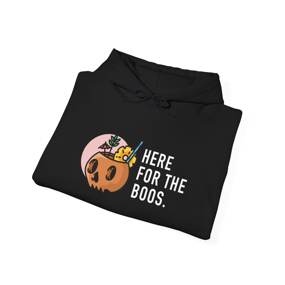 Halloween Hoodie — "Here For The Boos" Pumpkin Cocktail Graphic