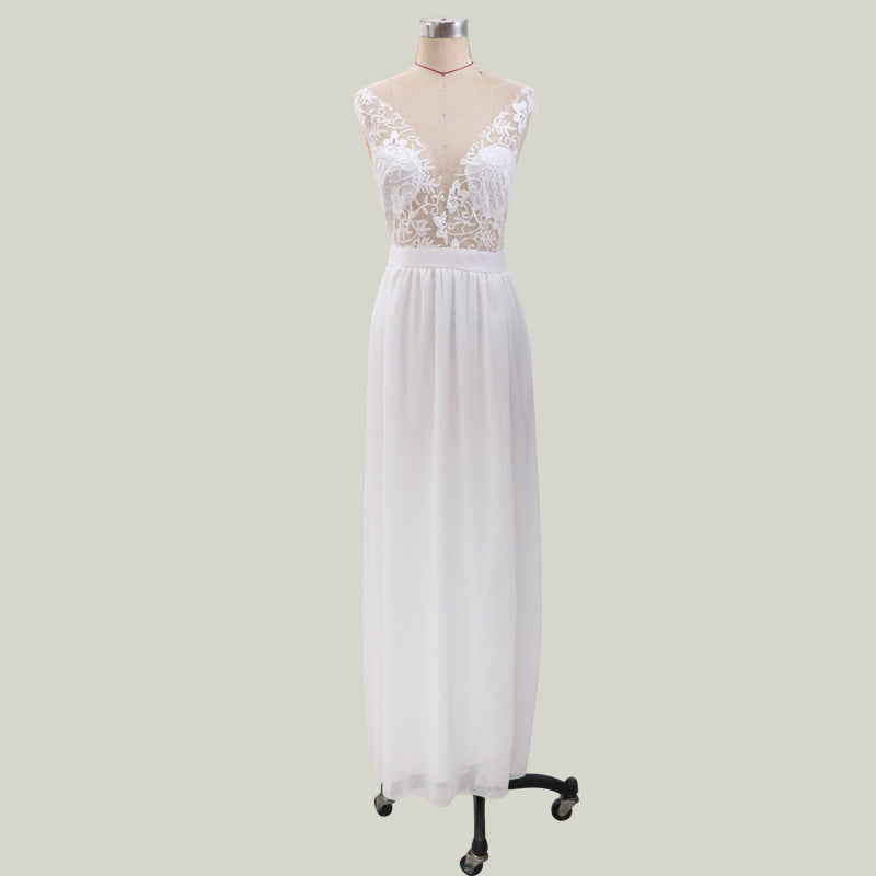 2026 European and American Foreign Trade Cross-Border New Wedding Dresses Amazon Wish Sexy Lace Slit Evening Dress Wholesale