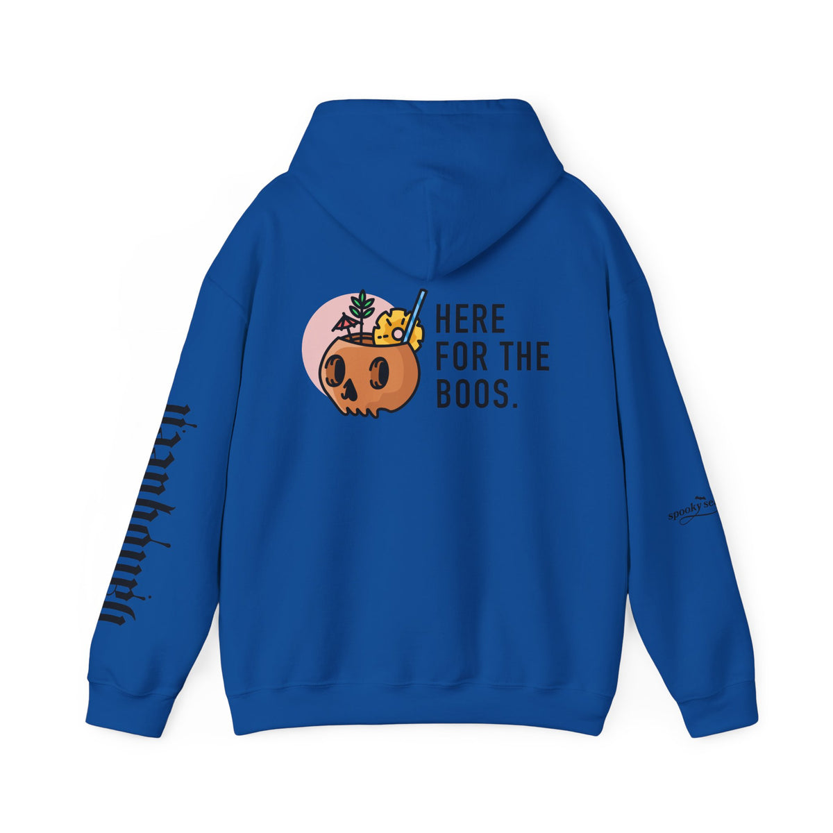 Halloween Hoodie — "Here For The Boos" Pumpkin Cocktail Graphic