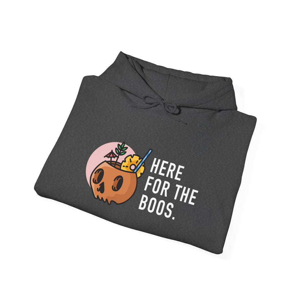 Halloween Hoodie — "Here For The Boos" Pumpkin Cocktail Graphic