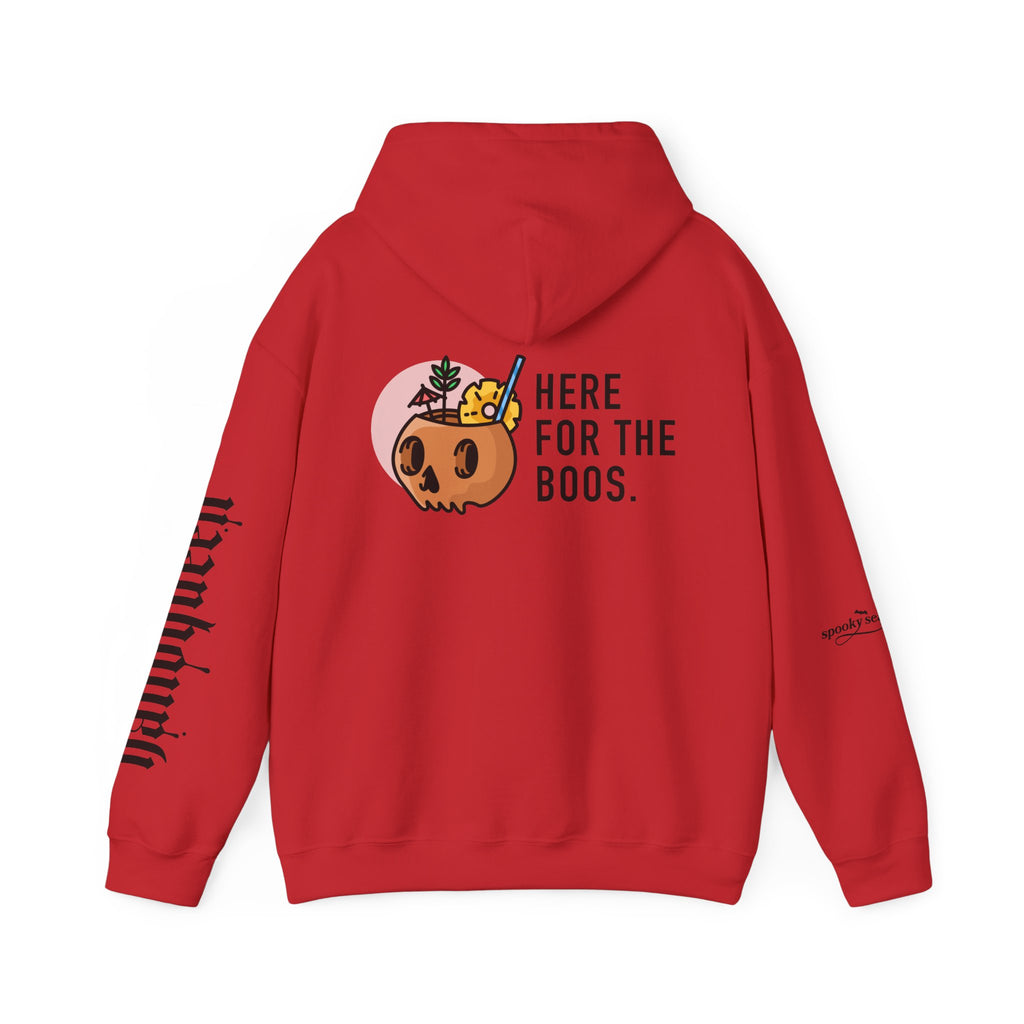 Halloween Hoodie — "Here For The Boos" Pumpkin Cocktail Graphic