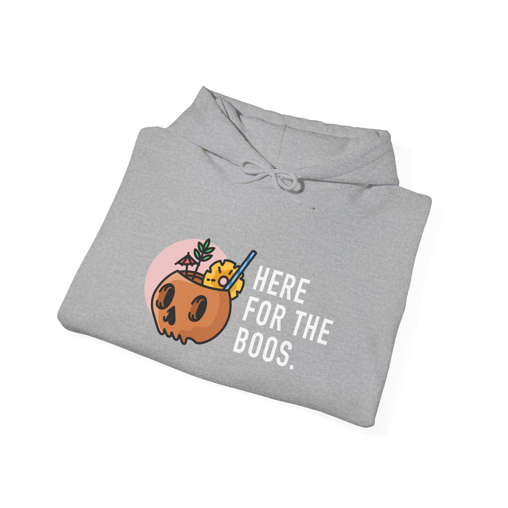 Halloween Hoodie — "Here For The Boos" Pumpkin Cocktail Graphic
