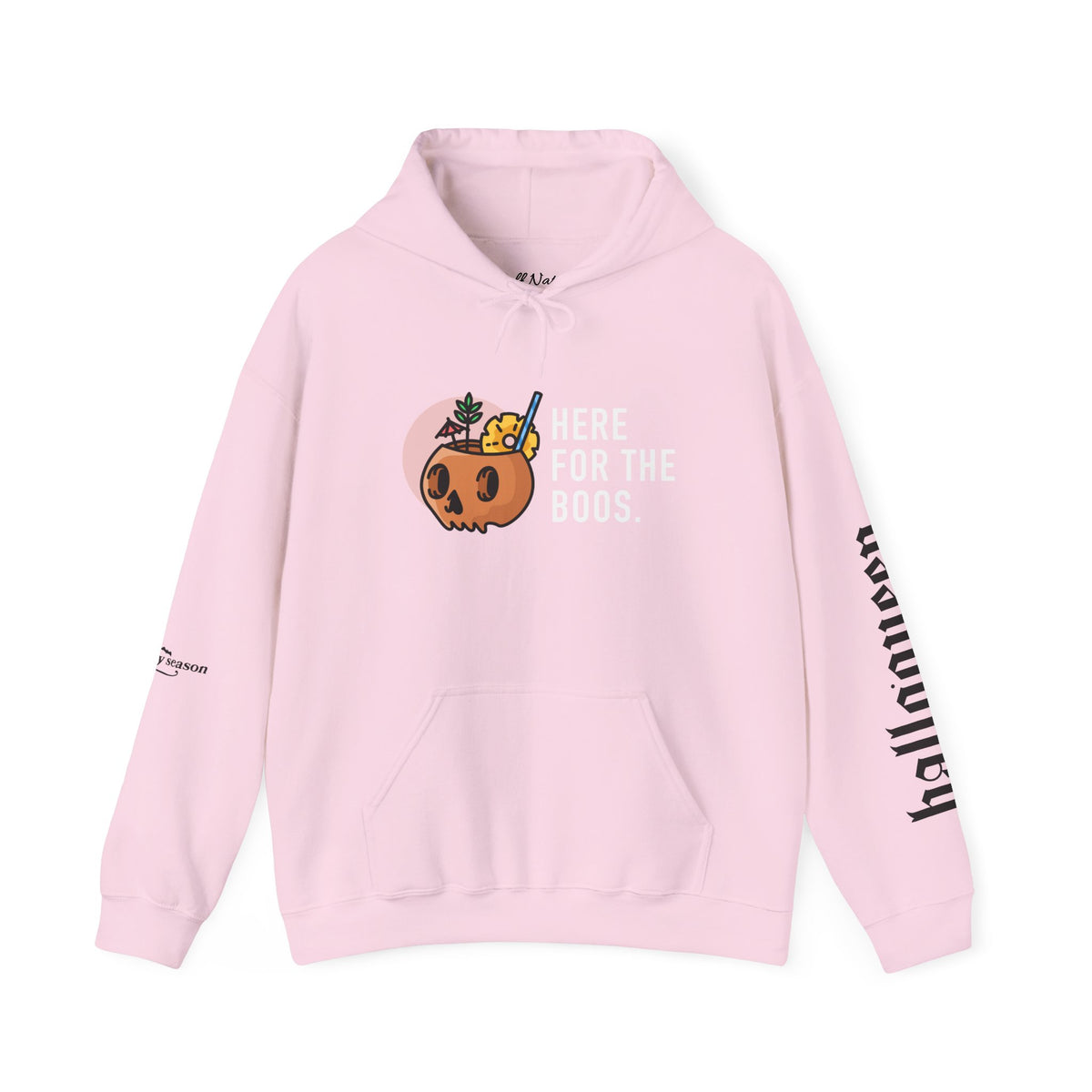 Halloween Hoodie — "Here For The Boos" Pumpkin Cocktail Graphic