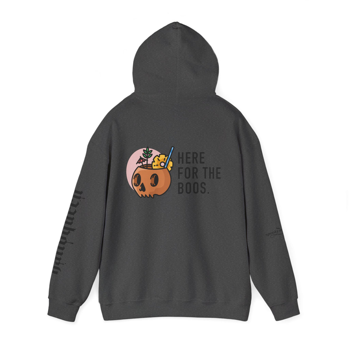 Halloween Hoodie — "Here For The Boos" Pumpkin Cocktail Graphic