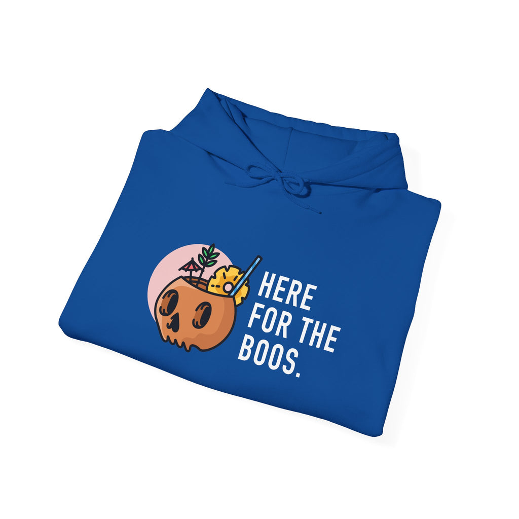 Halloween Hoodie — "Here For The Boos" Pumpkin Cocktail Graphic