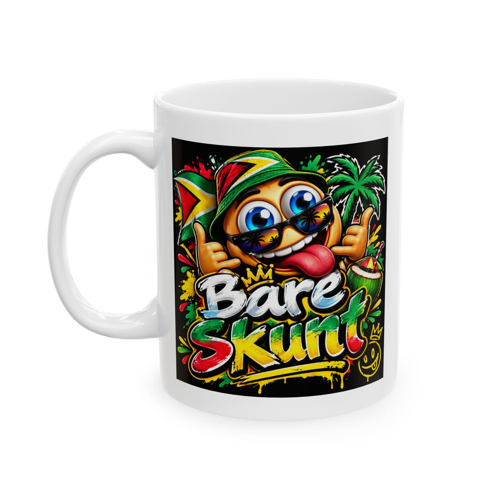 Rasta Vibes Ceramic Mug — Colorful Reggae Palm Tree & Peace Design (11oz, 15oz)