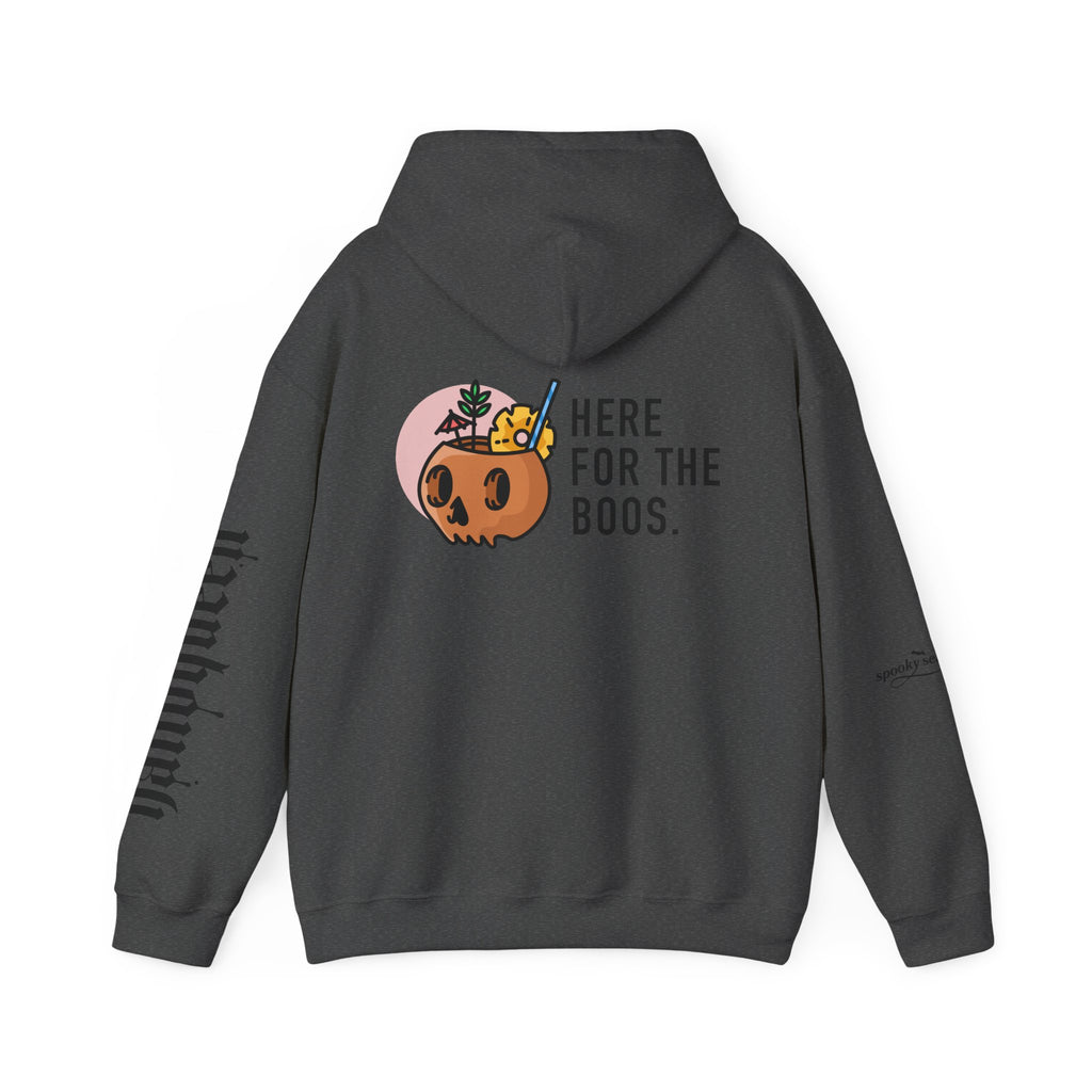 Halloween Hoodie — "Here For The Boos" Pumpkin Cocktail Graphic
