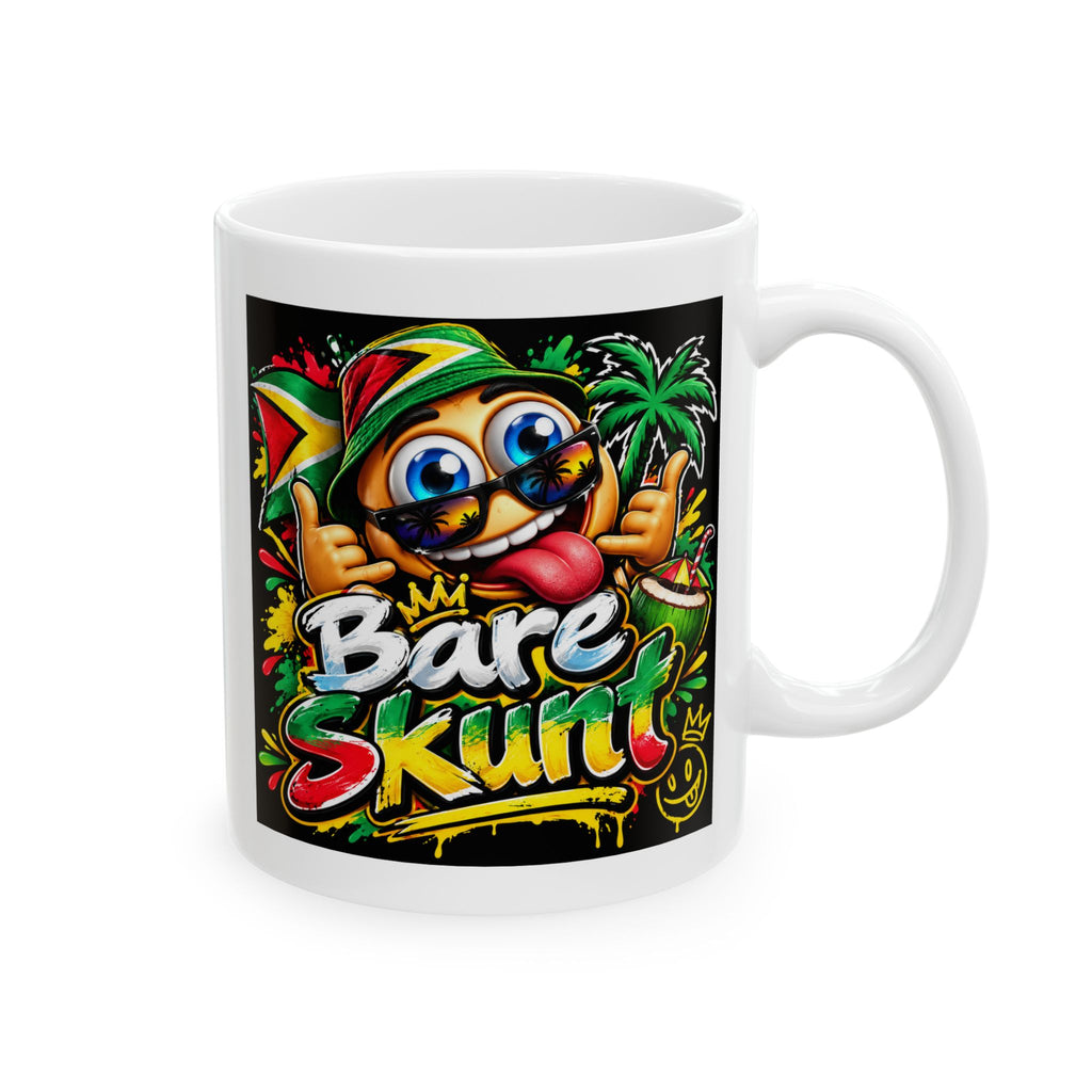 Rasta Vibes Ceramic Mug — Colorful Reggae Palm Tree & Peace Design (11oz, 15oz)
