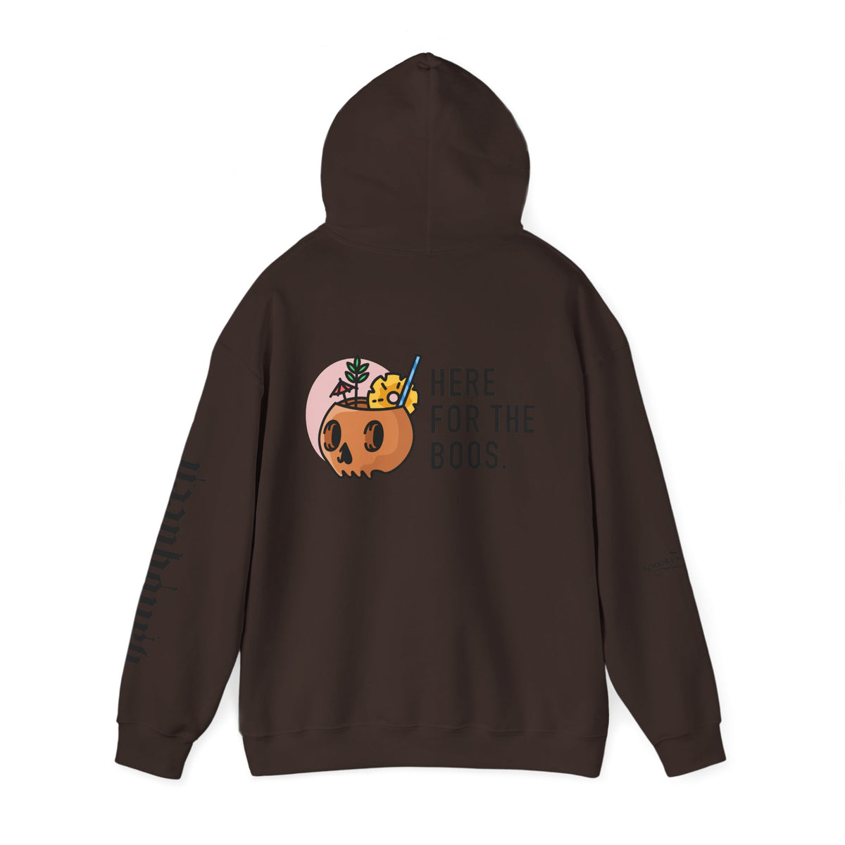 Halloween Hoodie — "Here For The Boos" Pumpkin Cocktail Graphic