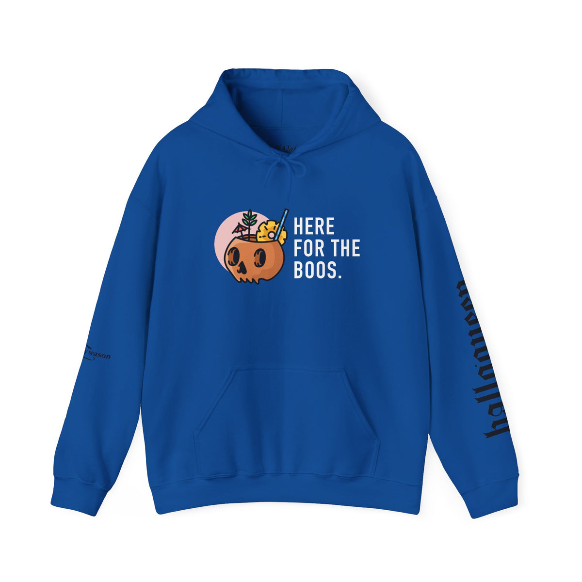 Halloween Hoodie — "Here For The Boos" Pumpkin Cocktail Graphic