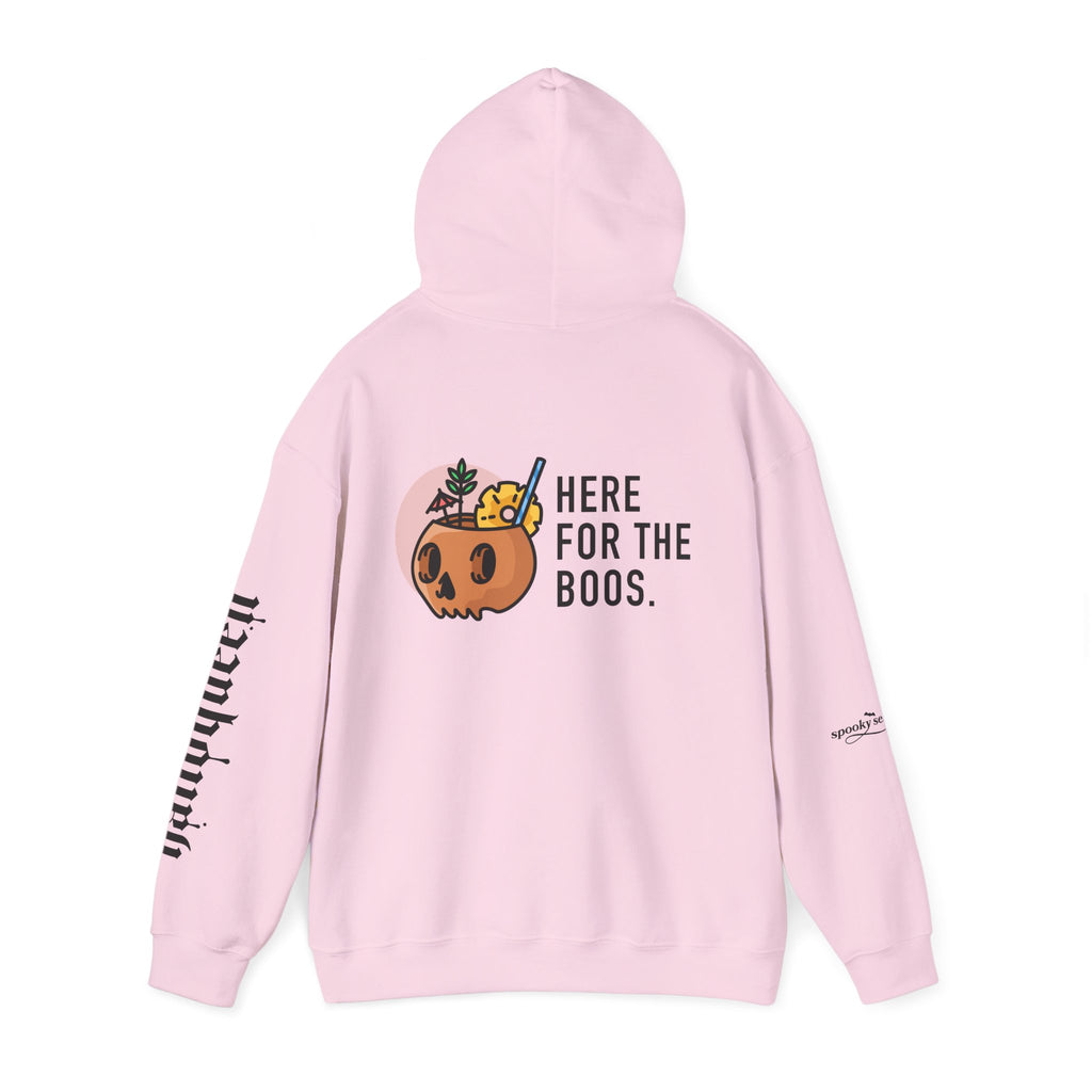 Halloween Hoodie — "Here For The Boos" Pumpkin Cocktail Graphic