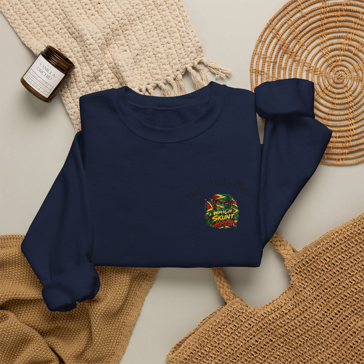 Crewneck Sweatshirt — 'Talk Slowly I'm High' Retro Skull Graphic