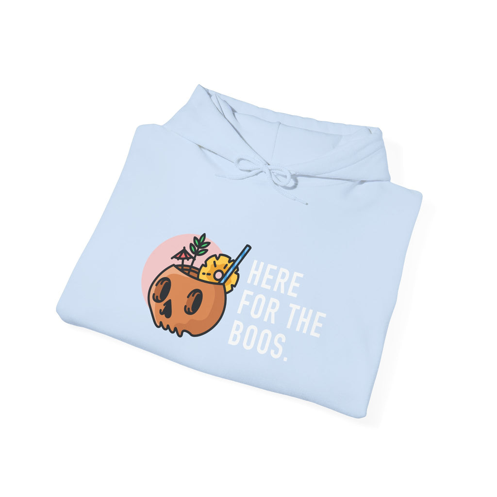 Halloween Hoodie — "Here For The Boos" Pumpkin Cocktail Graphic