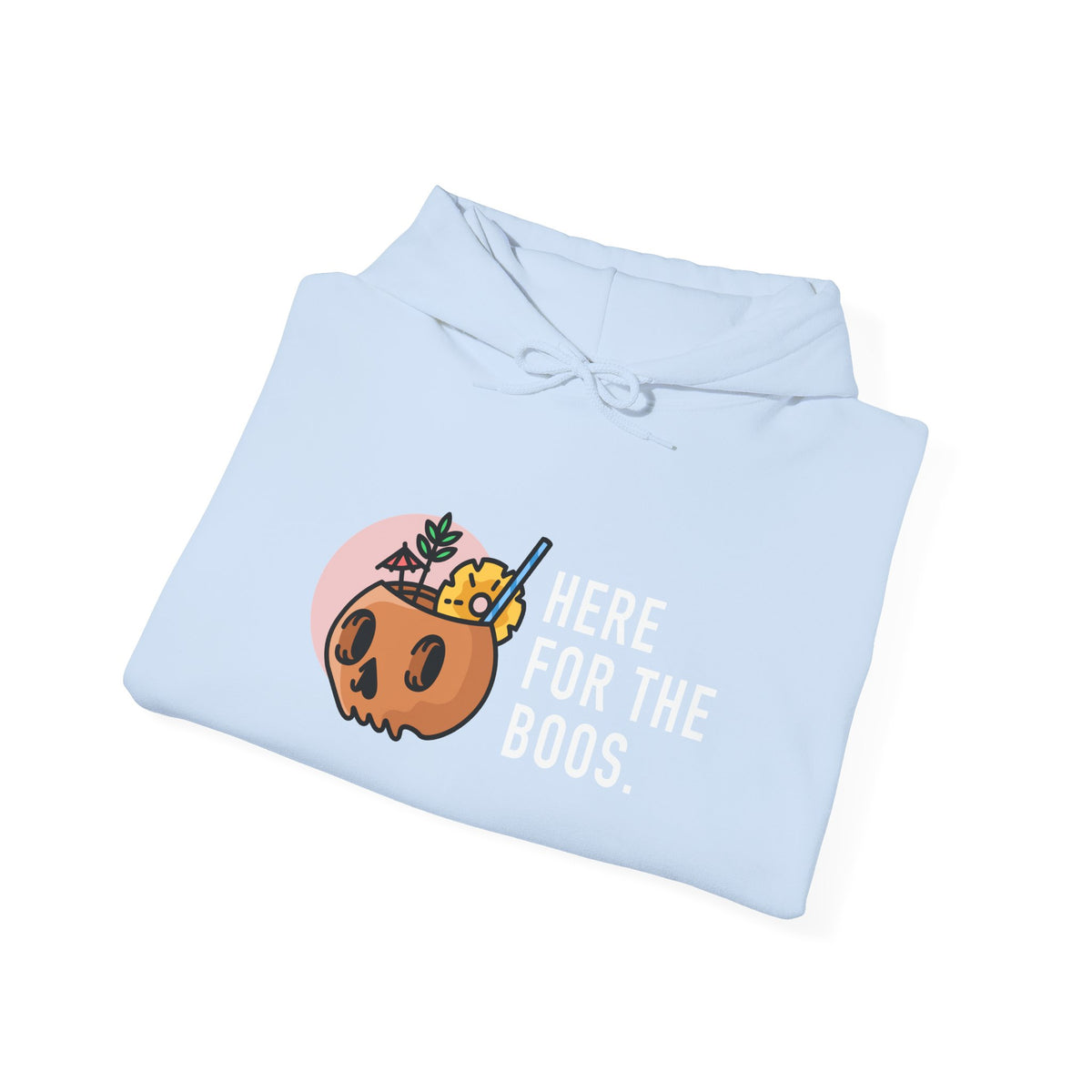 Halloween Hoodie — "Here For The Boos" Pumpkin Cocktail Graphic
