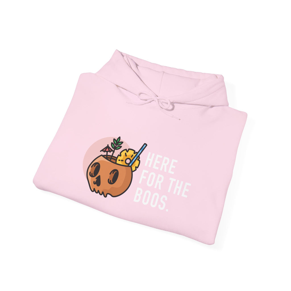 Halloween Hoodie — "Here For The Boos" Pumpkin Cocktail Graphic