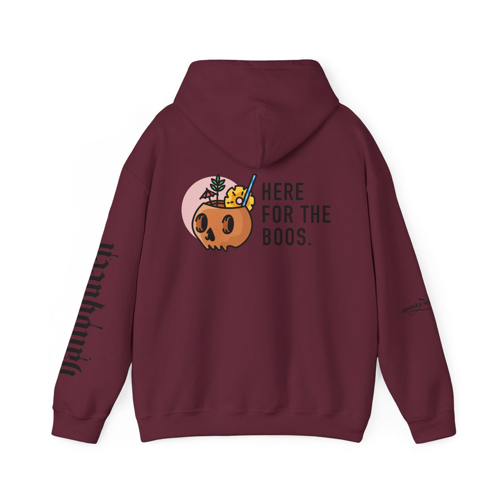 Halloween Hoodie — "Here For The Boos" Pumpkin Cocktail Graphic