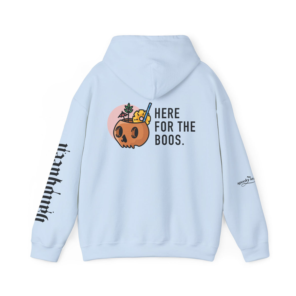 Halloween Hoodie — "Here For The Boos" Pumpkin Cocktail Graphic