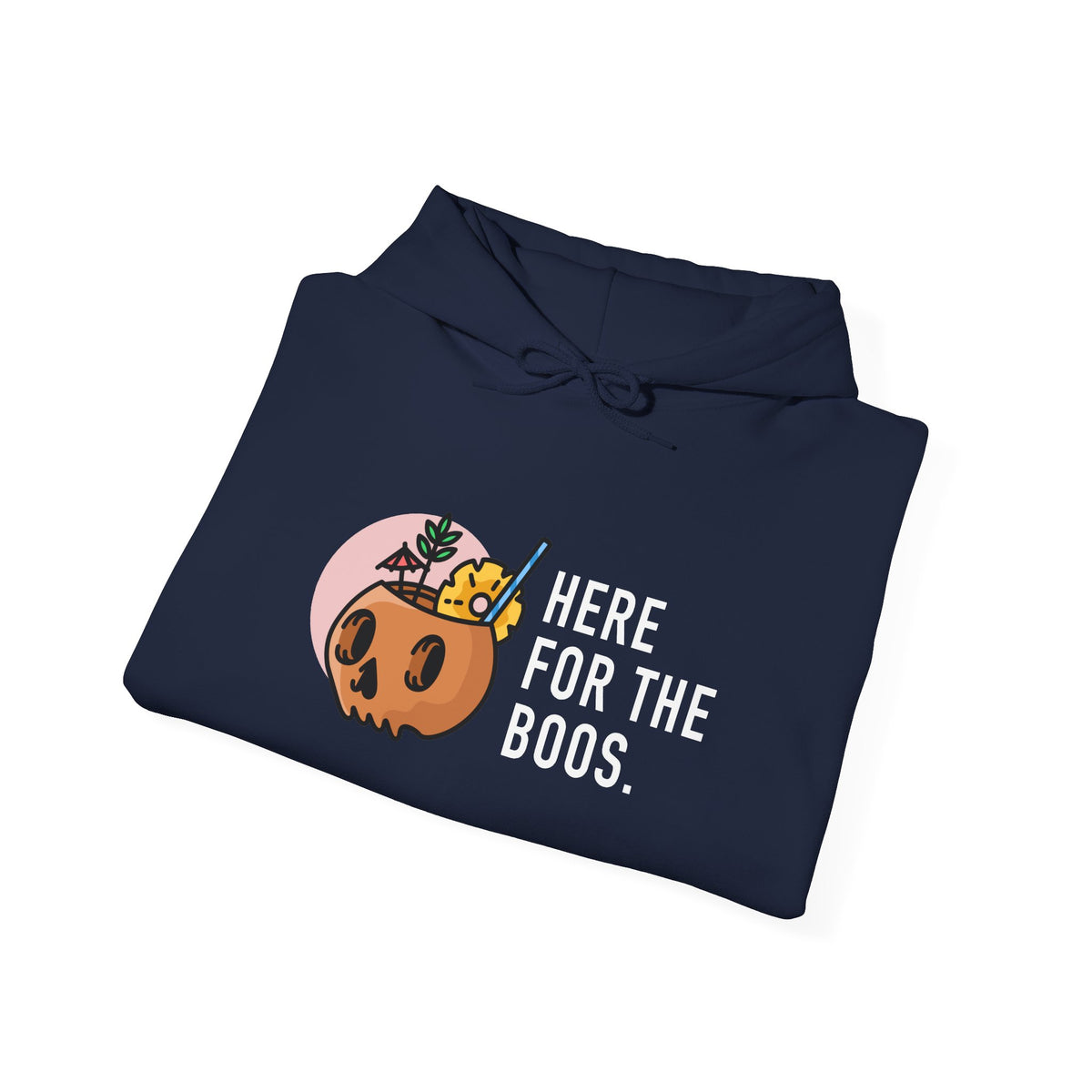 Halloween Hoodie — "Here For The Boos" Pumpkin Cocktail Graphic