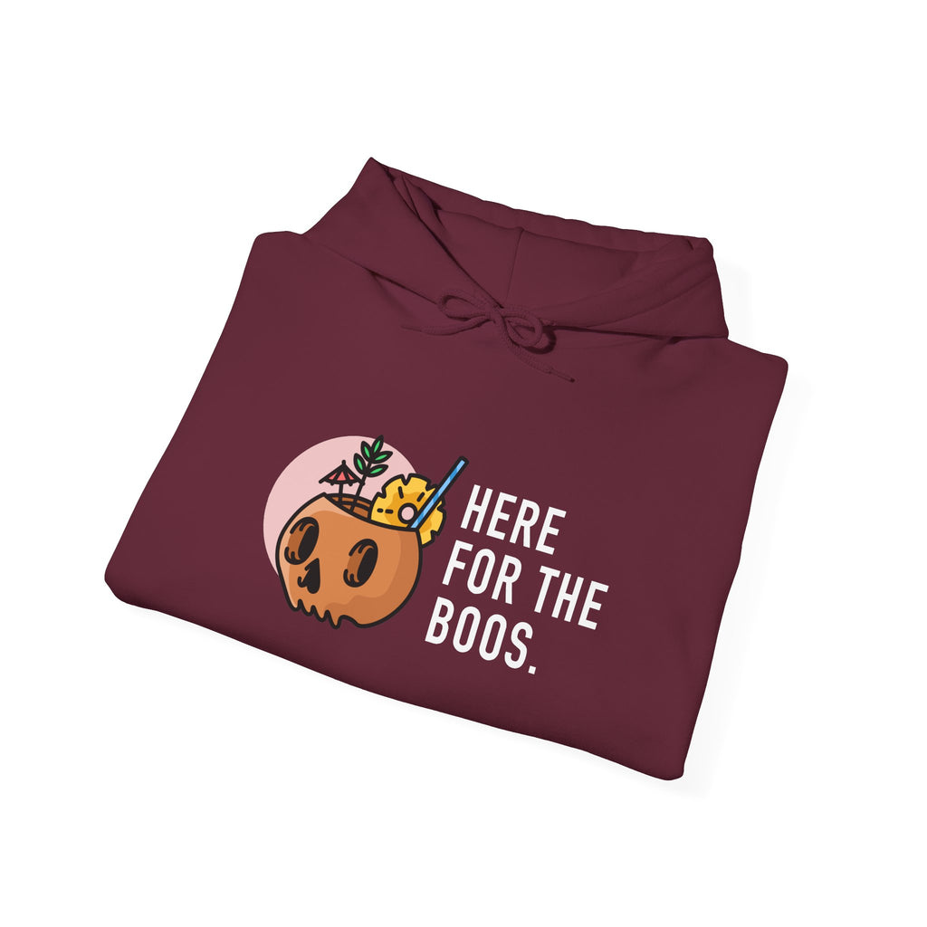 Halloween Hoodie — "Here For The Boos" Pumpkin Cocktail Graphic