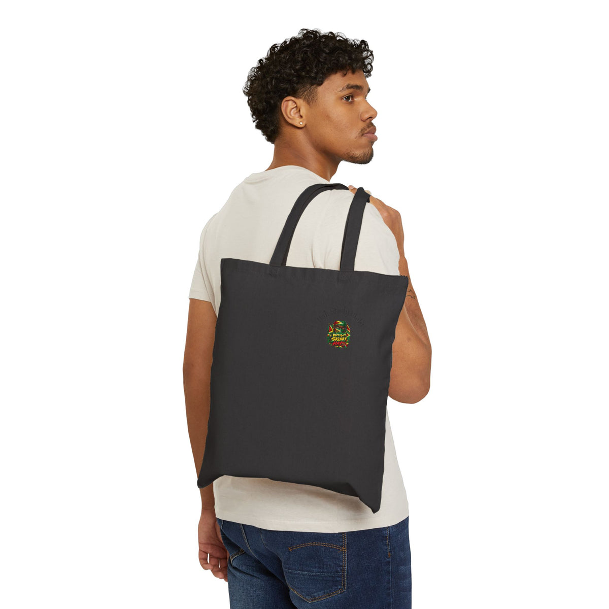 Canvas Tote Bag — 'God Made Me' Cute Veggie Illustration Eco Shopper