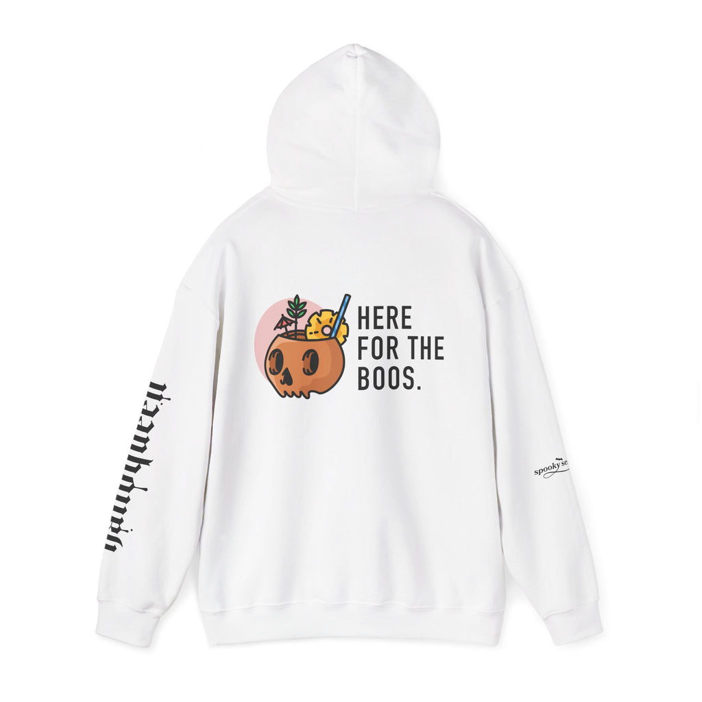 Halloween Hoodie — "Here For The Boos" Pumpkin Cocktail Graphic