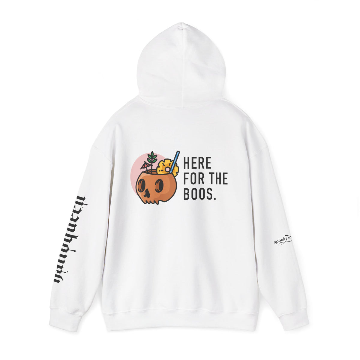 Halloween Hoodie — "Here For The Boos" Pumpkin Cocktail Graphic