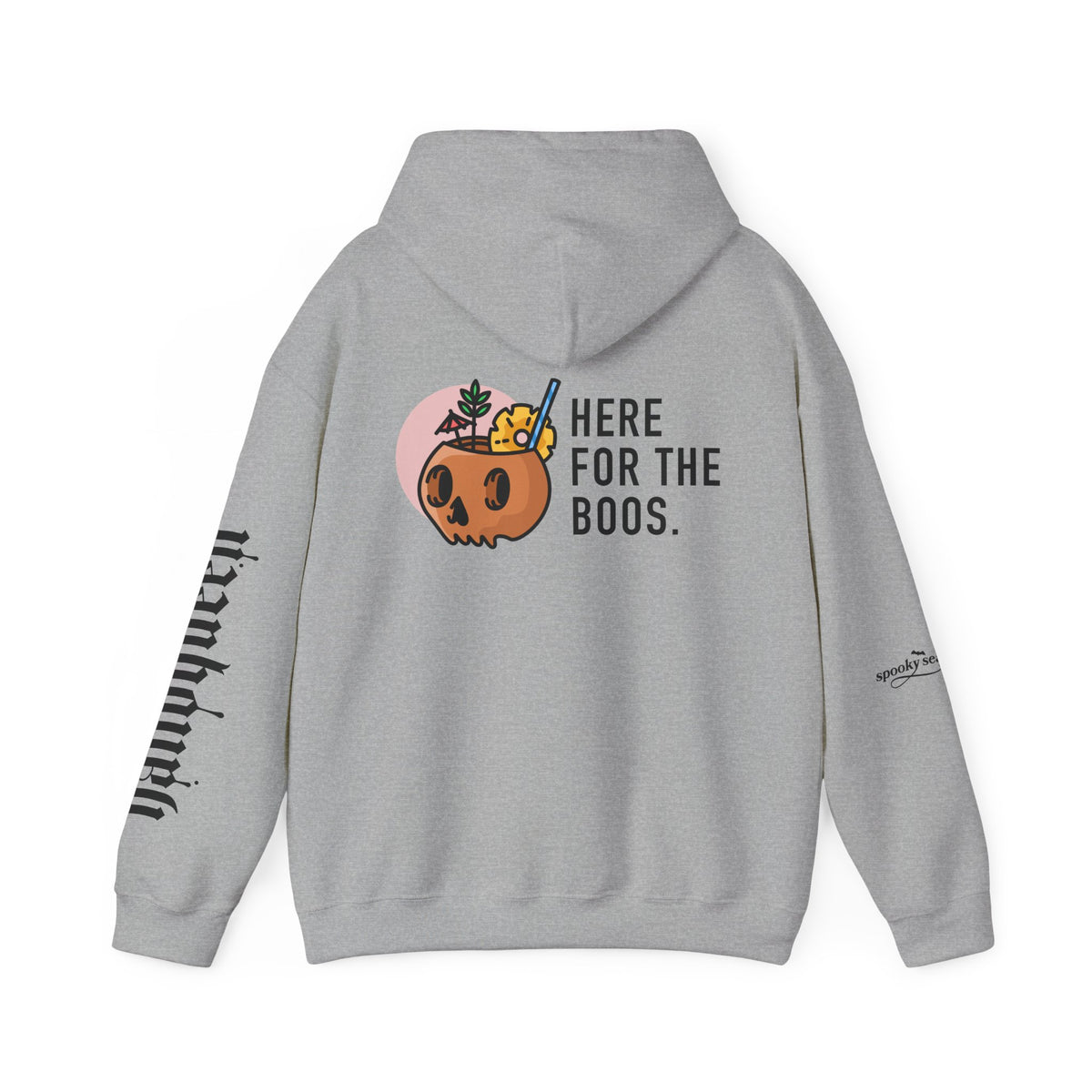 Halloween Hoodie — "Here For The Boos" Pumpkin Cocktail Graphic