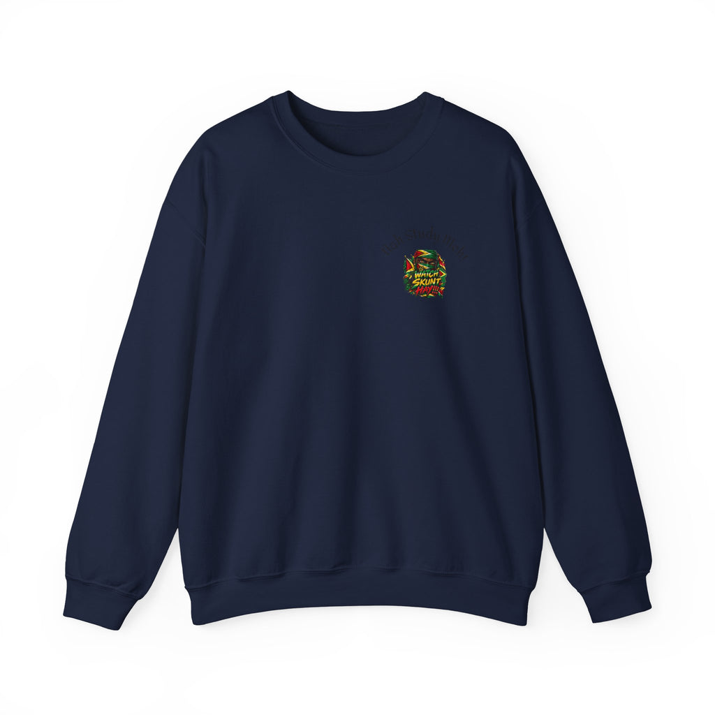 Crewneck Sweatshirt — 'Talk Slowly I'm High' Retro Skull Graphic