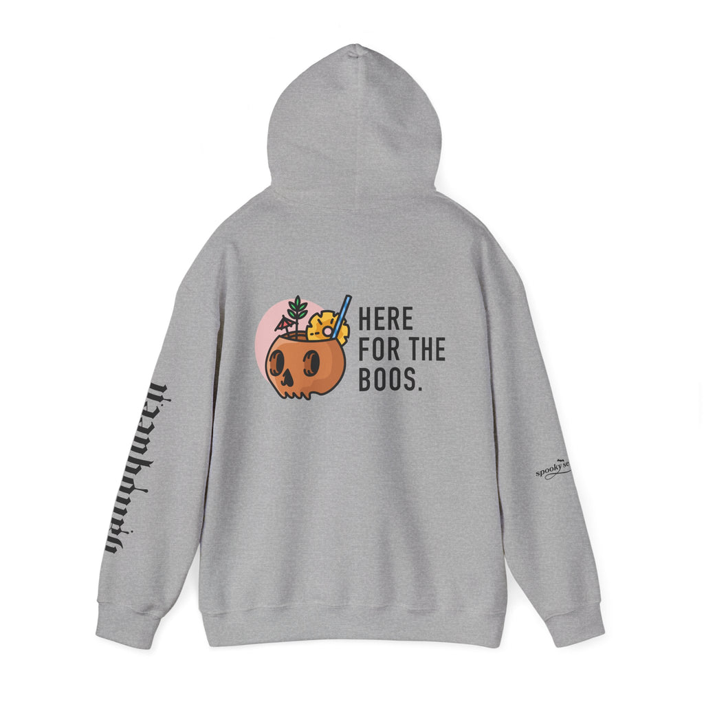 Halloween Hoodie — "Here For The Boos" Pumpkin Cocktail Graphic