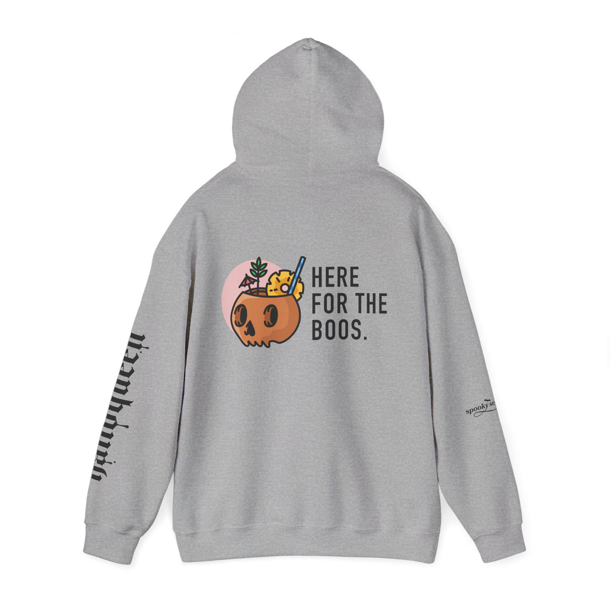 Halloween Hoodie — "Here For The Boos" Pumpkin Cocktail Graphic
