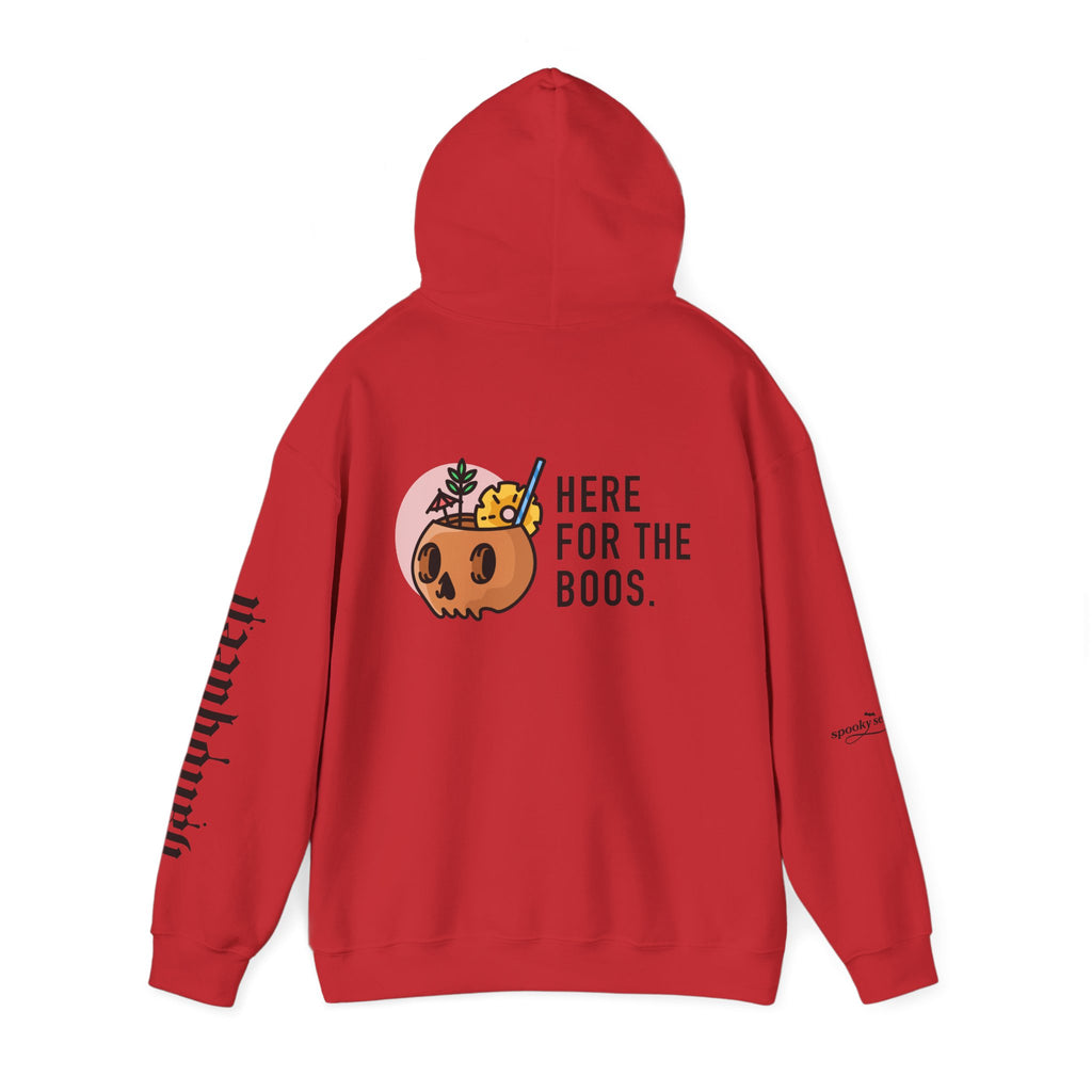Halloween Hoodie — "Here For The Boos" Pumpkin Cocktail Graphic