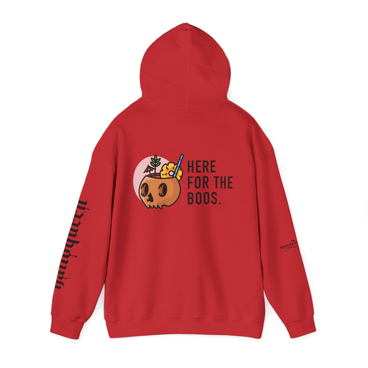 Halloween Hoodie — "Here For The Boos" Pumpkin Cocktail Graphic