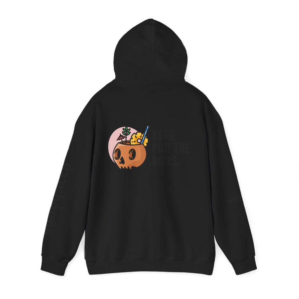 Halloween Hoodie — "Here For The Boos" Pumpkin Cocktail Graphic