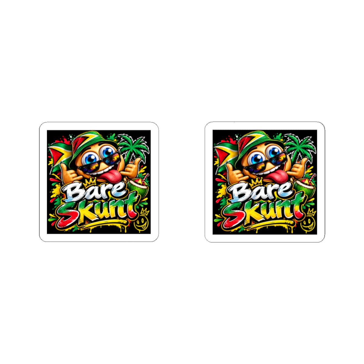 Bare Skunt Rasta Character Kiss-Cut Sticker – Colorful Reggae Vibe Decal