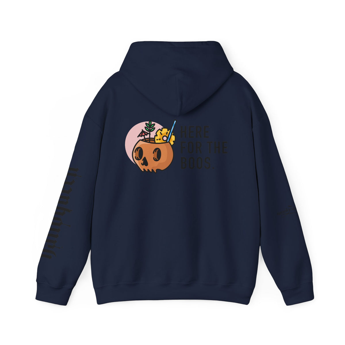 Halloween Hoodie — "Here For The Boos" Pumpkin Cocktail Graphic