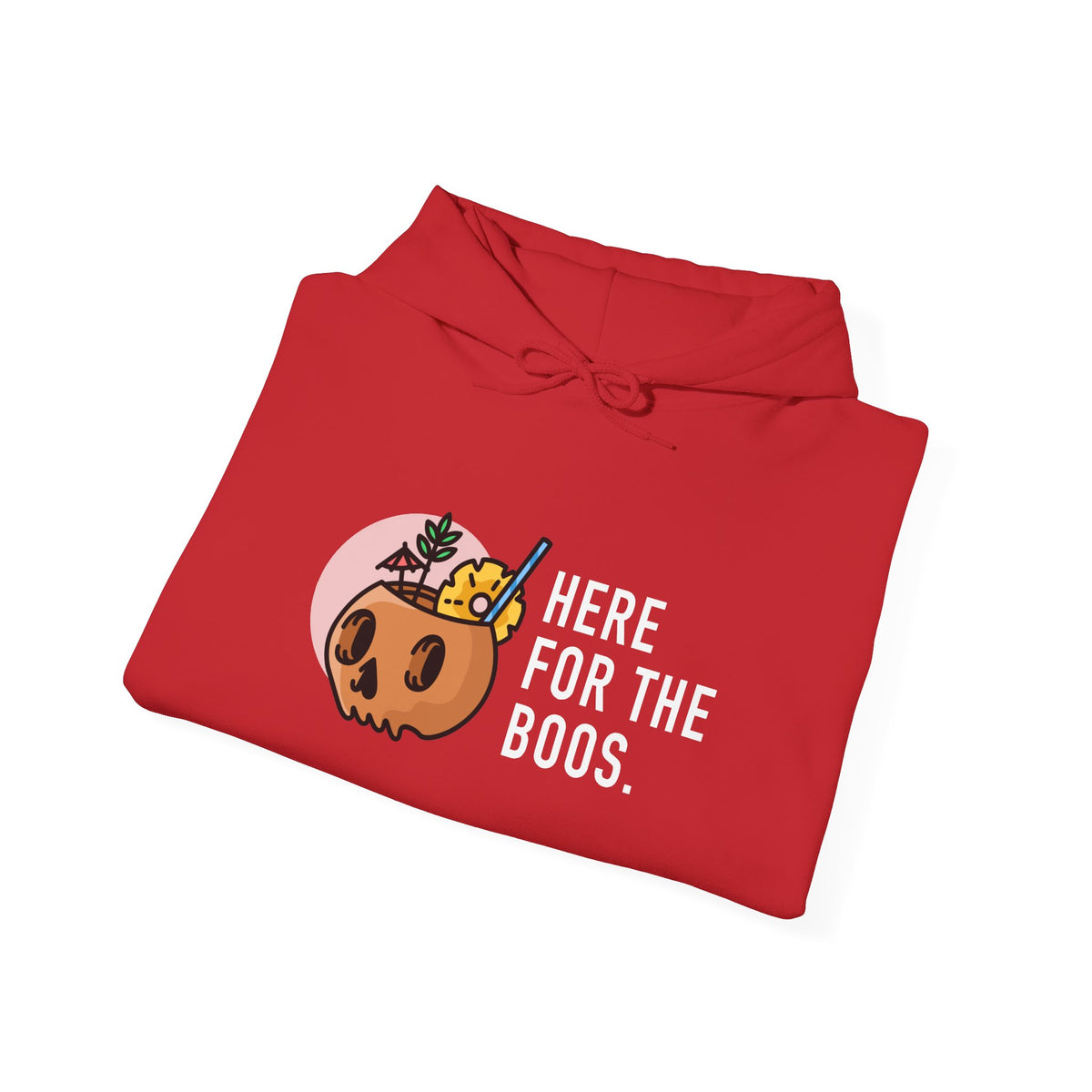 Halloween Hoodie — "Here For The Boos" Pumpkin Cocktail Graphic