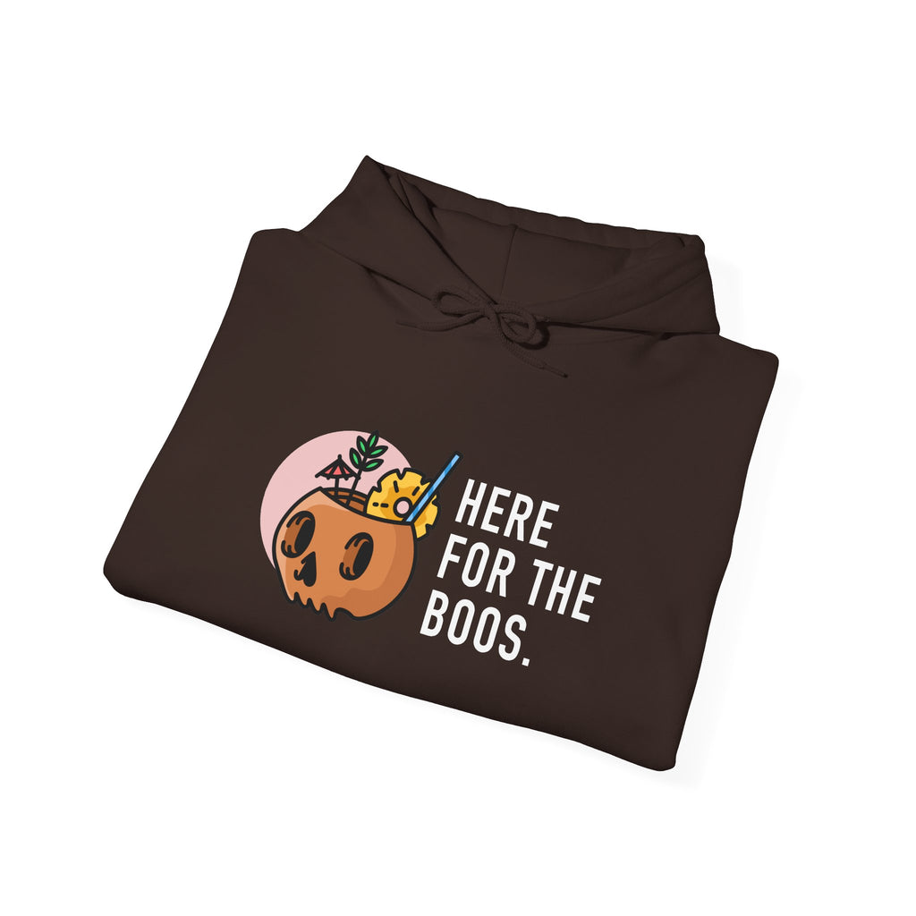 Halloween Hoodie — "Here For The Boos" Pumpkin Cocktail Graphic