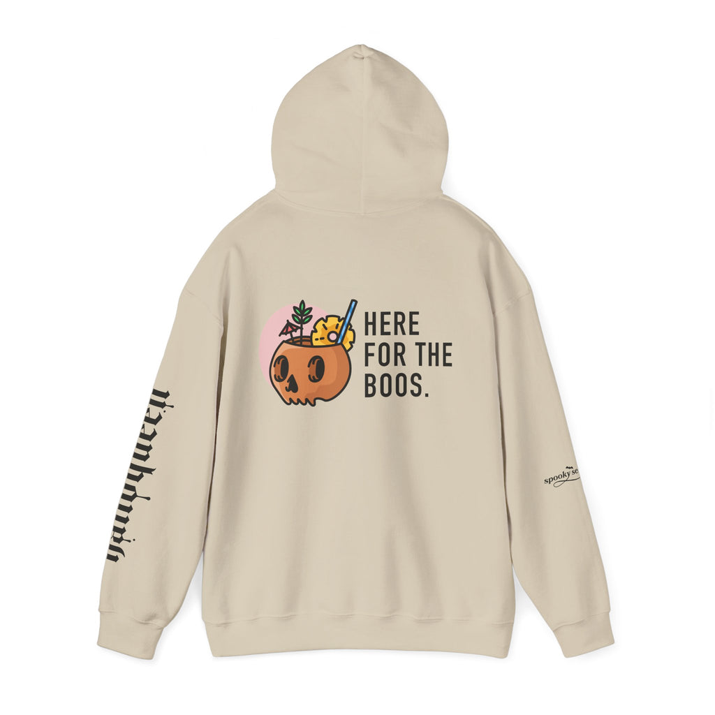 Halloween Hoodie — "Here For The Boos" Pumpkin Cocktail Graphic