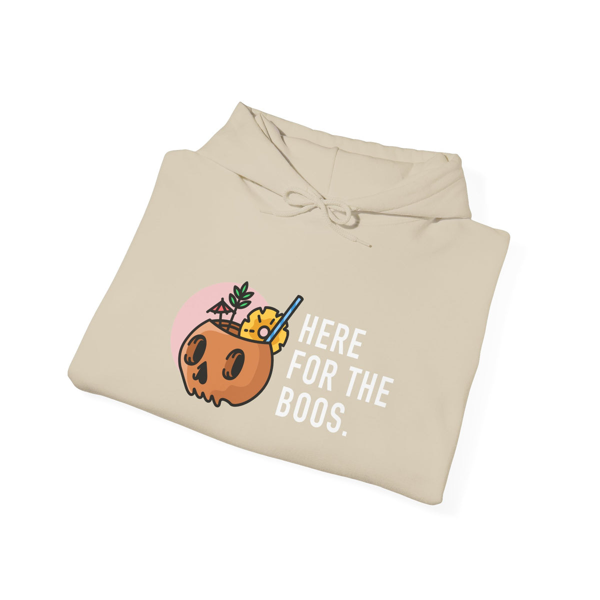 Halloween Hoodie — "Here For The Boos" Pumpkin Cocktail Graphic