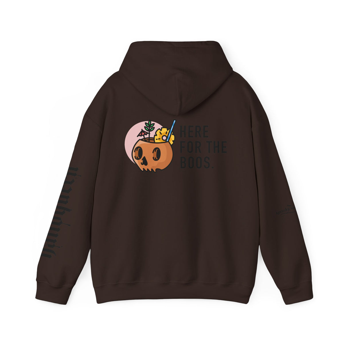Halloween Hoodie — "Here For The Boos" Pumpkin Cocktail Graphic