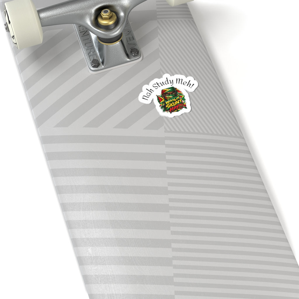 Kiss-Cut Sticker — "Nah Study Meh!" Colorful Jamaican Rasta Design