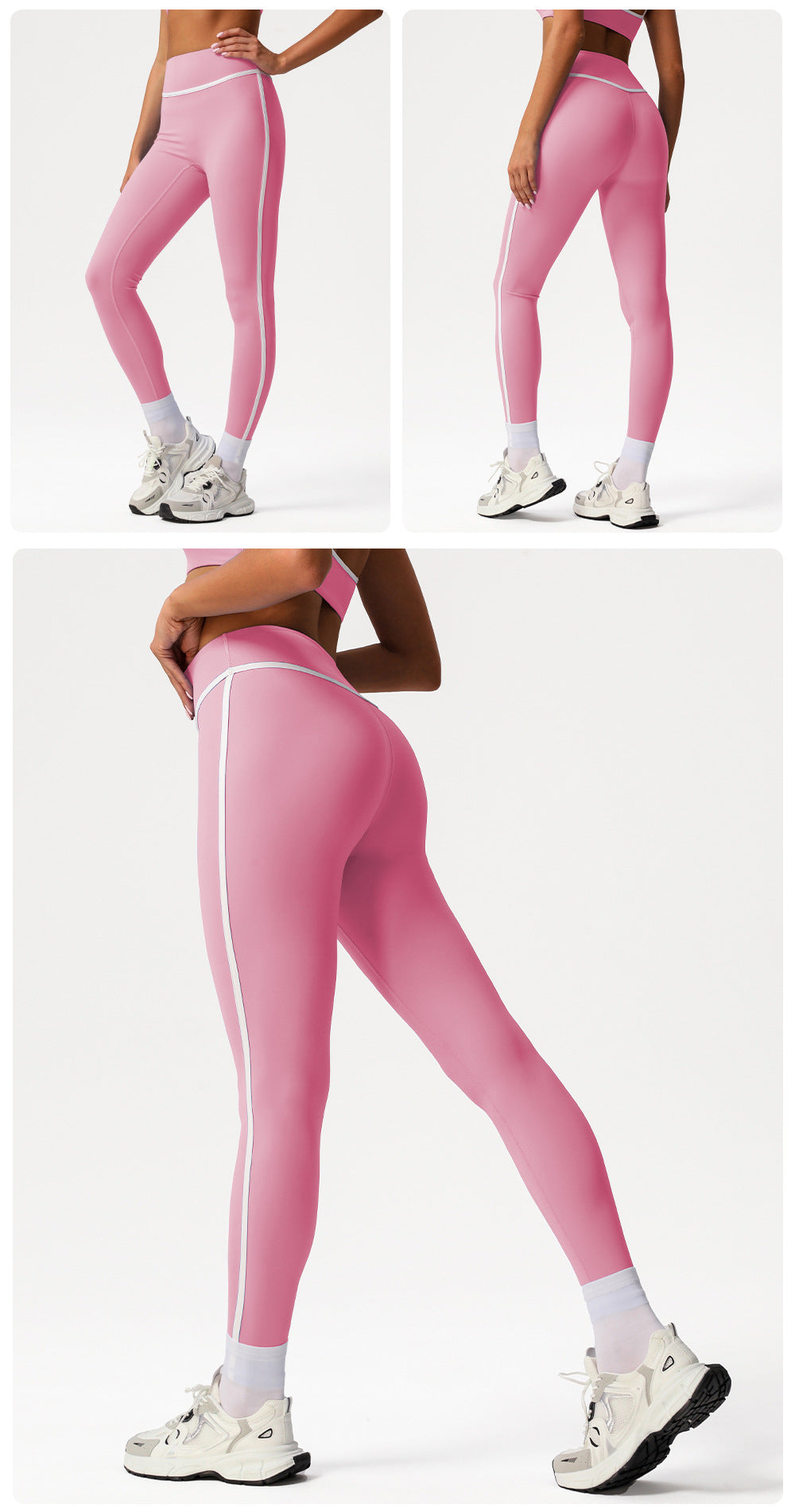 Cross-border Naked Contrast High Waist Yoga Pants Quick-drying Running Fitness Ankle-length Pants Outer Wear Tight Hip-lifting Sports Pants